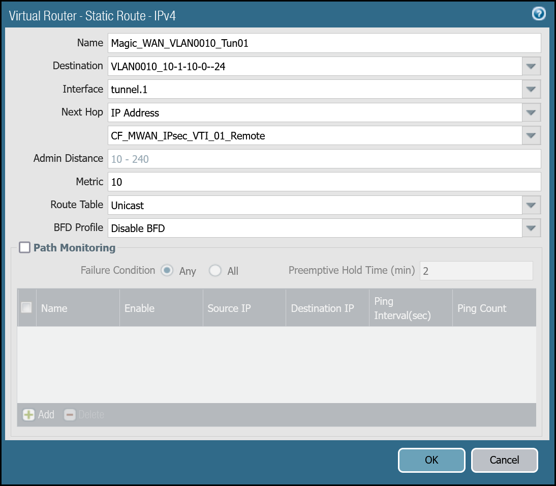 Static Route - VLAN0010 (10.1.10.0/24 via tunnel.1)