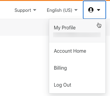 User account drop-down menu